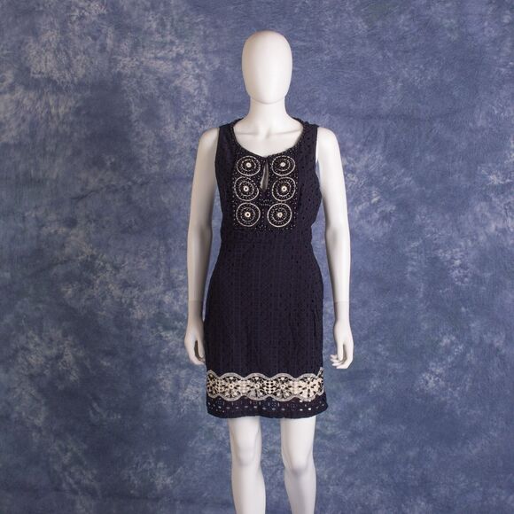 Calypso St. Barth Dresses & Skirts - WOMENS CALYPSO ST. BARTH NAVY SLEEVELESS BEADED EYELET DRESS SZ M